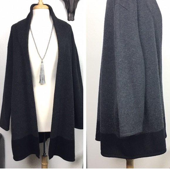 Eddie Bauer Sweaters - Gray Knit Lambswool Cardigan Duster XXL Car Coat